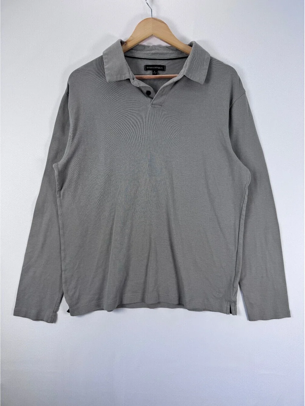 Banana Republic Men's Long Sleeve Polo Shirt Cotton Casual Gray Large